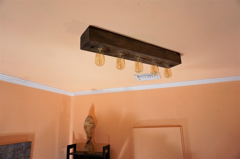 Flush Mount Lighting Ceiling Fixtures Low Profile Light Rustic Chandelier Wood Dining Room