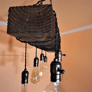 wood beam chandelier -wood chandelier-farmhouse chandelier-rustic wood chandelier image 5