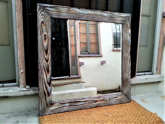 Rustic Framed Mirror Rustic Decor 30 X 30 Vanity Mirror Etsy