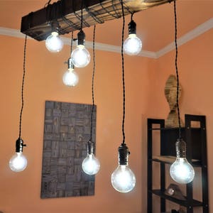 wood beam chandelier -wood chandelier-farmhouse chandelier-rustic wood chandelier image 7
