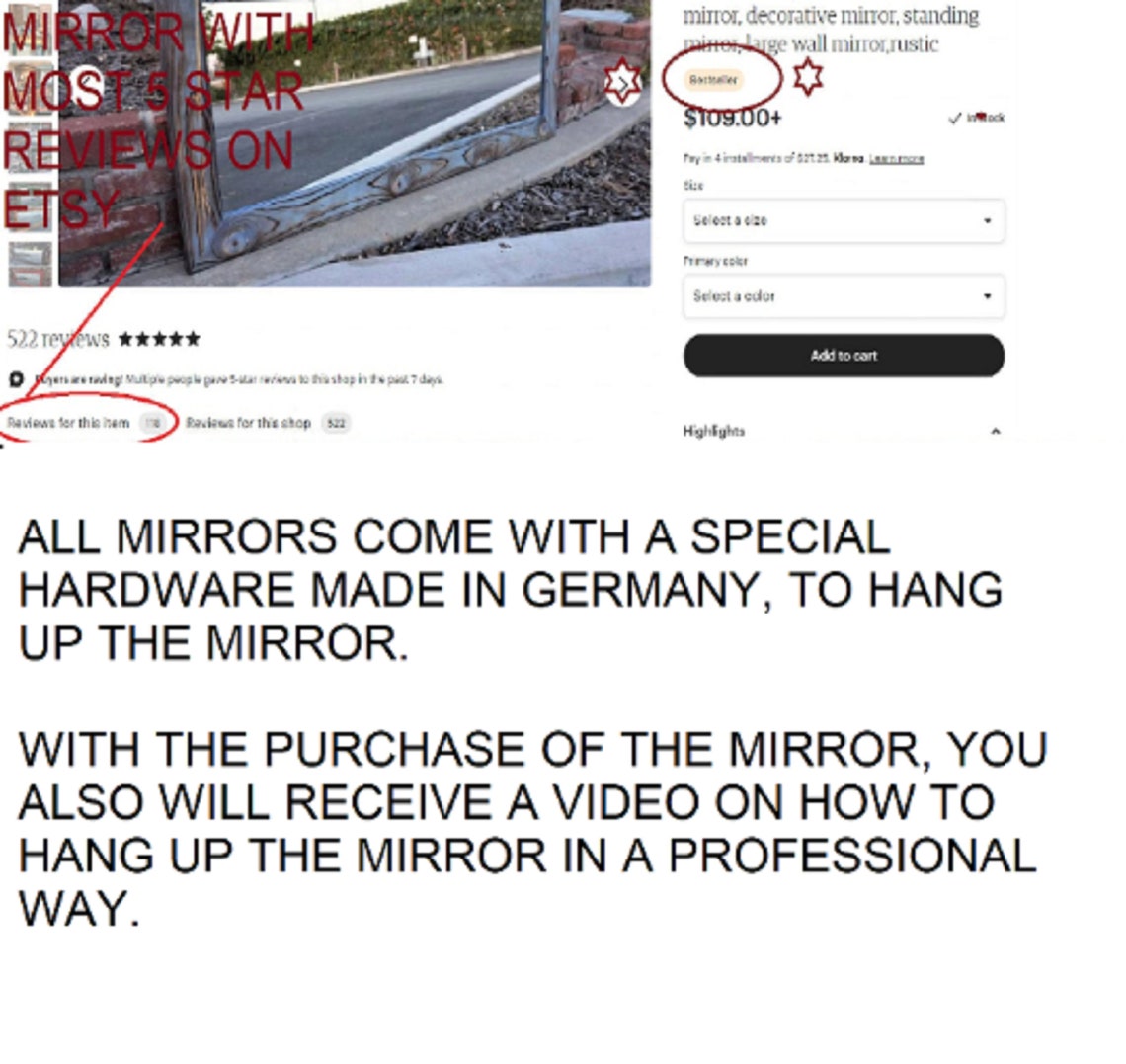 Espejo de pared enmarcado en casa de campo 10 colores 10 | Etsy