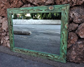 Large Framed  Reclaimed Wood Mirror – Double Vanity – Decorative Mirror – Rustic - Shown in Special Green - 10 Colors - 10 Sizes mirror