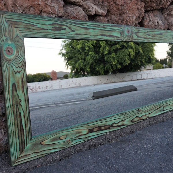 Reclaimed wood mirror,floor mirror, full length mirror, bathroom mirror, green mirror,wooden mirror, vanity mirror, Wall Mirro, Mirrorr