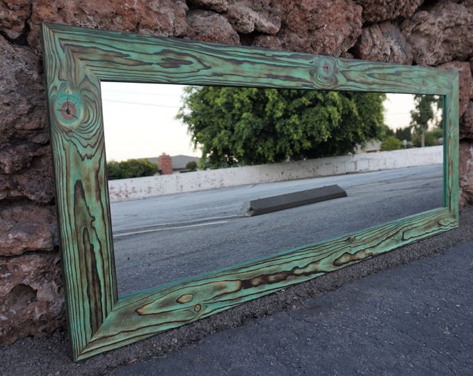 Reclaimed wood mirror,floor mirror, full length mirror, bathroom mirror, green mirror,wooden mirror, vanity mirror, Wall Mirro, Mirrorr