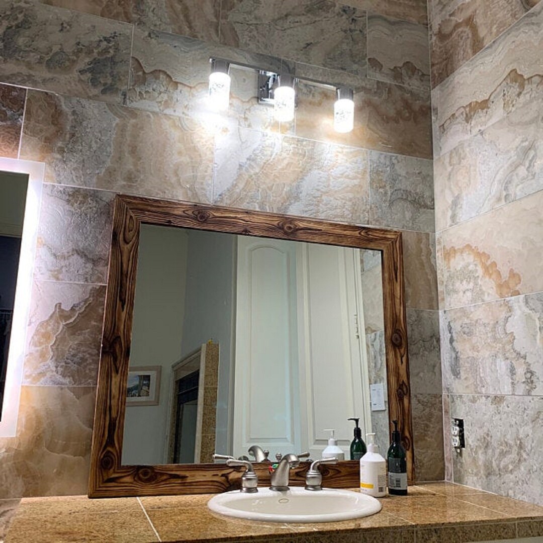 Bathroom Wall Mirrors | 10 Sizes 10 Colors | Rustic Bathroom Mirror ...
