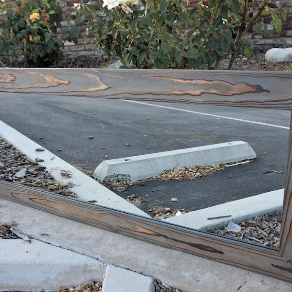 Reclaimed Styled Large Framed Wood Mirror Rustic Mirror - Homestead Flat Barnwood