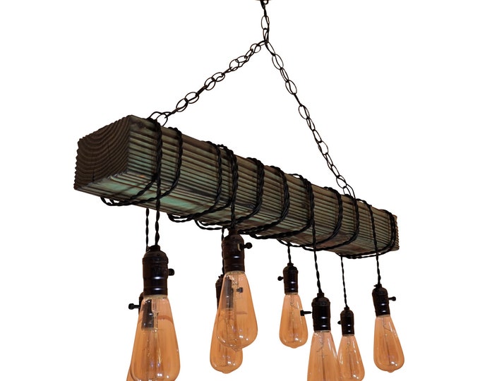 farmhouse chandelier-wood chandelier-rustic chandeliers-chandelier with a touch a green