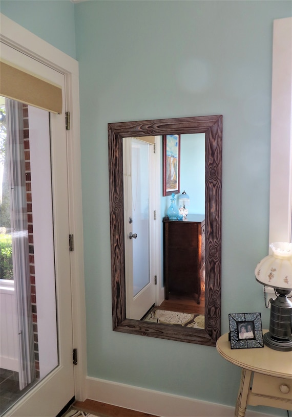 Extra Large Farmhouse Pane Mirror 40 X 23 Rustic Barn Wood Decorative Living Room Overmantle Bedroom Wooden Country Wall Décor