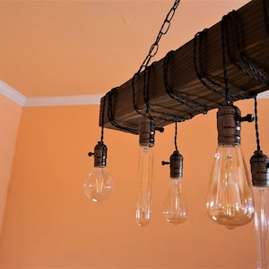 wood beam chandelier -wood chandelier-farmhouse chandelier-rustic wood chandelier image 4