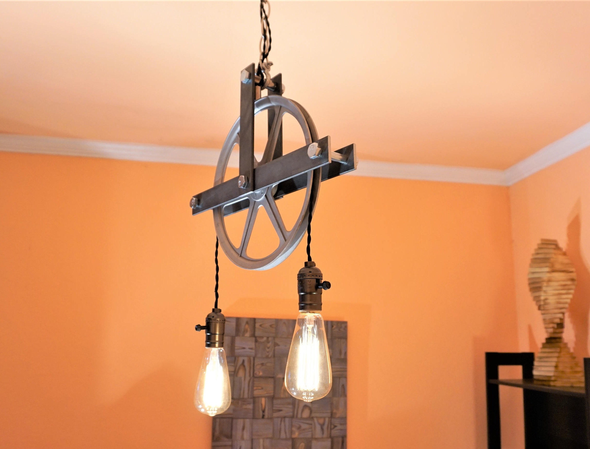 Pulley Light pendant lighting chandelier Industrial | Etsy