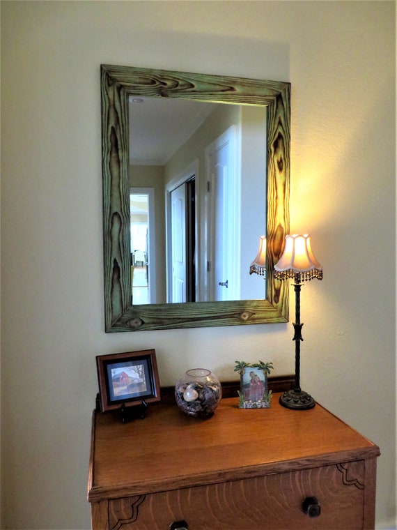 Wood Framed Mirror Rustic Wood Mirror Bathroom Mirror Wall Etsy