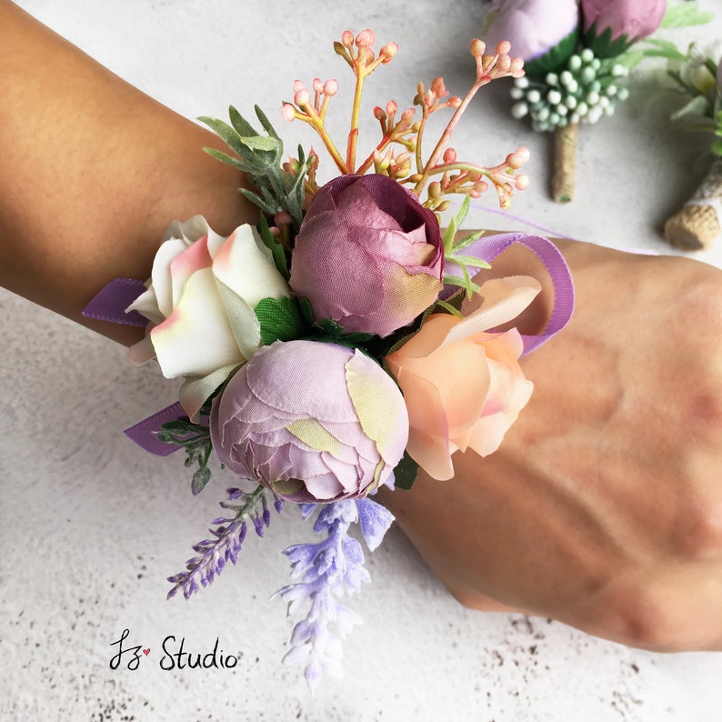 Fake Flower Boutonniere Wrist Corsage Set Camellia Faux Etsy