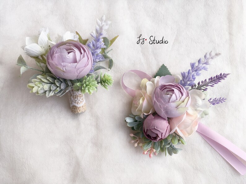 Fake Flower Boutonniere Wrist Corsage Set Camellia Faux Etsy