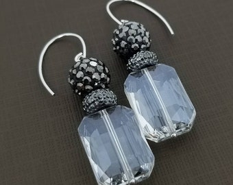 Glas Facettierte Ohrringe/Pflaster Ohrringe/Sterling Silber Ohrringe/Pave Perlen Ohrringe/BrautSchmuck/Statement Schmuck/Geschenk für sie/Hochzeit