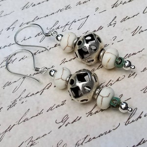 Natural Turquoise Earrings/Sterling silver earrings/Boho earrings/Tribal jewelry/boho style/boho chic/Indonesian jewelry/turquoise earrings