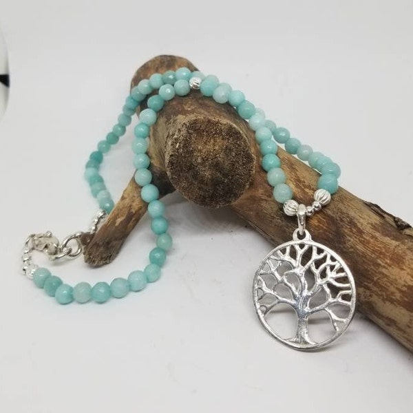 Sterling silver necklace/gemstone necklace/choker necklace/tree of life necklace/boho necklace/trending jewelry/bohochic jewelry/necklaces