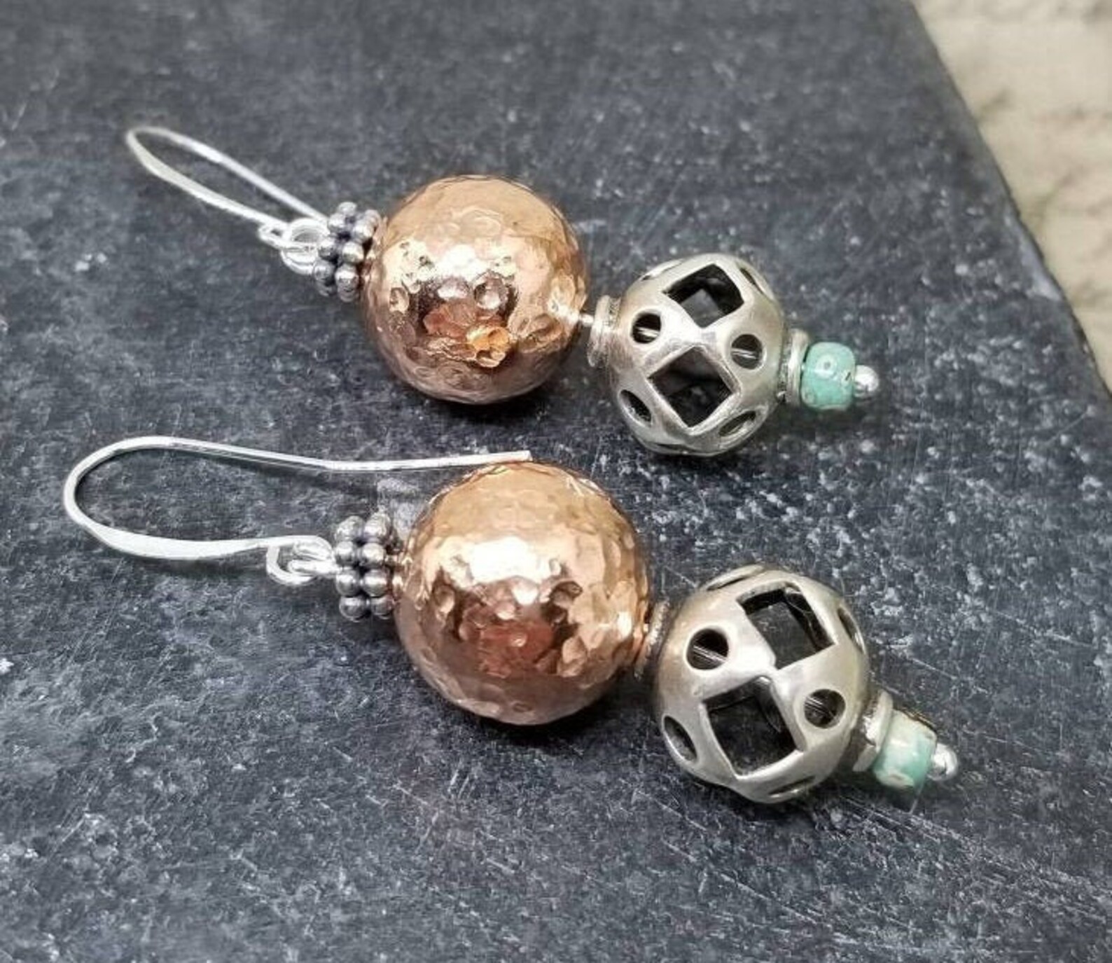 Mixed Metal Jewelry/copper Earrings/sterling Silver Etsy