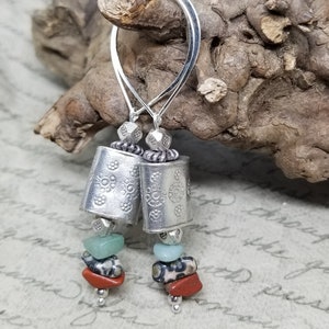 Ethnic dangle earrings/tribal jewelry/boho style/natural stone earrings/sterling silver earrings/chandelier earrings/bohemian earrings