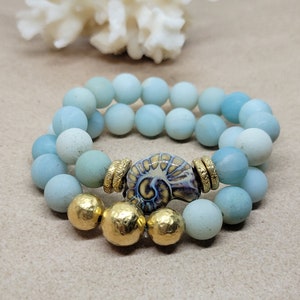 Amozonite beaded bracelets