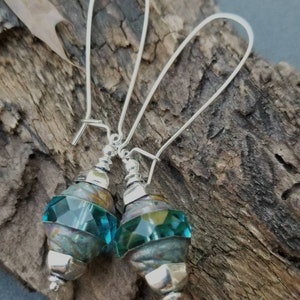 Sterling silver earrings/dangle earrings/Czech glass bead earrings/Chandelier earrings/boho earrings/gift for her/boho earrings/earrings