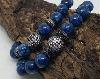 Stack bracelets/pave bracelets/blue soladite bracelet/stretch bracelets/bracelets/beaded jewelry/arm candy/wrist bling/bracelets for women