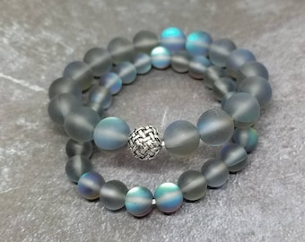 Mermaid glass bracelet/mermaid beaded bracelet/bracelets for women/sterling silver bead bracelet/stretch bracelet/stack bracelet/bracelets