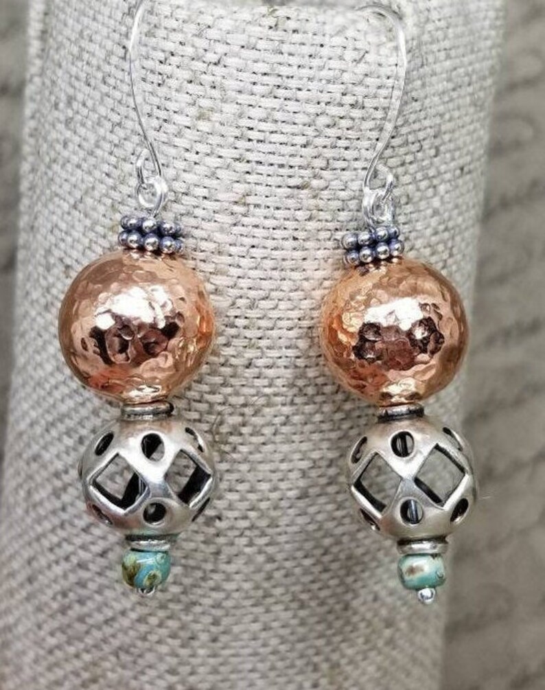 Mixed Metal Jewelry/copper Earrings/sterling Silver Etsy