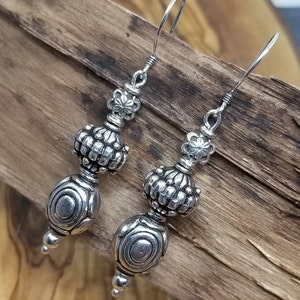 Sterling Silver earrings/Boho earrings/tribal jewelry/Gypsy chic/Ethnic earrings/Tribal jewelry/dangle earrings/Bali style earrings