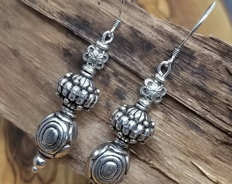Sterling Silver earrings/Boho earrings/tribal jewelry/Gypsy chic/Ethnic earrings/Tribal jewelry/dangle earrings/Bali style earrings