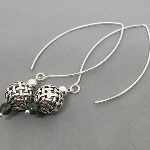 Sterling silver earrings, dangle earrings, boho earrings, minimalist jewelry, Sterling silver beaded earrings