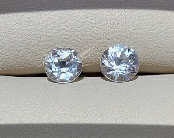 5mm Danburite Round cut Gemstones (Calibrated pair) - Mexico, Faceted, for Jewelry IF, Untreated