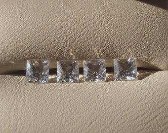4, 4mm  Danburite Princess cut Gemstones - Mexico, Faceted, for Jewelry IF, Untreated