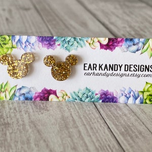 Mouse Head- Gold Glitter