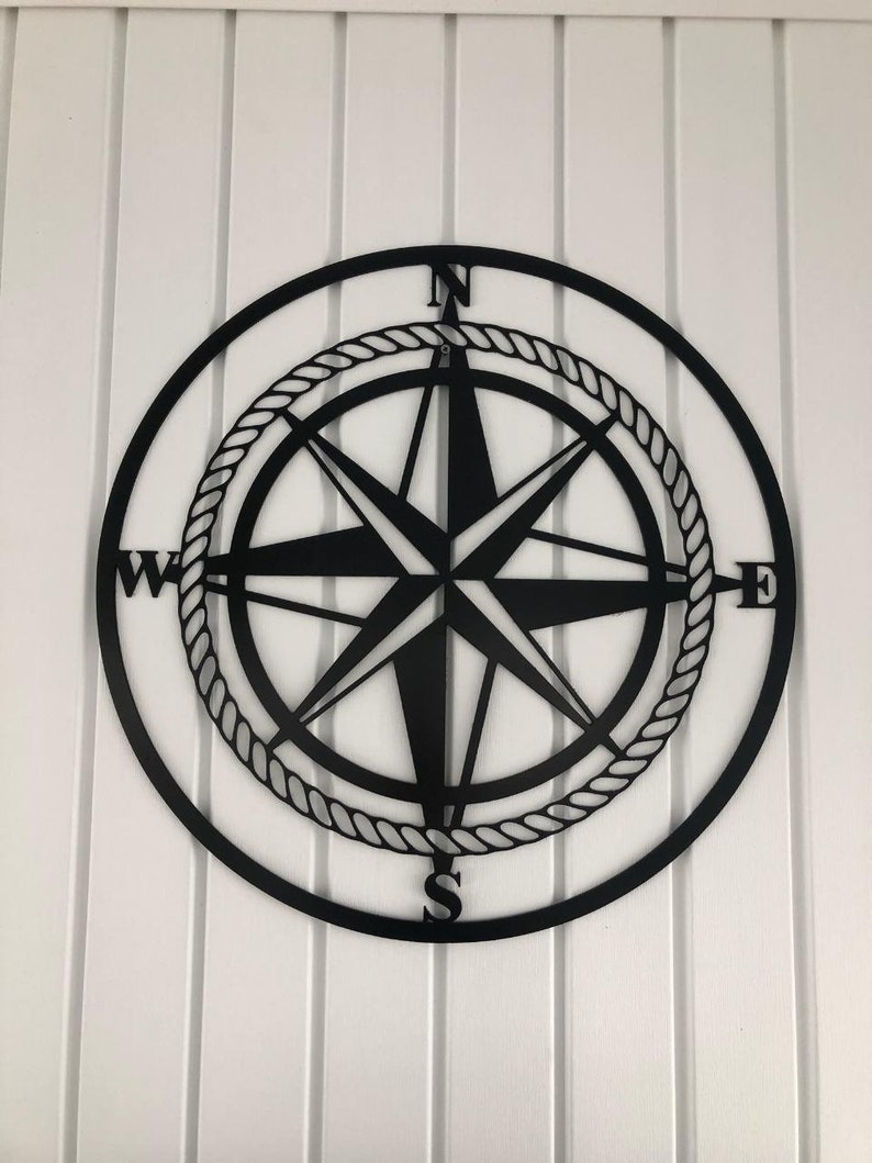 Nautical Compass and Rope Metal Wall Art Nautical Home Etsy