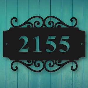 Decorative Address Sign | Custom Horizontal Address Sign | House Number | Metal Wall Art