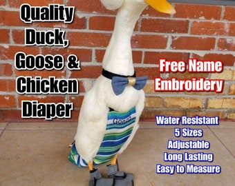 High Quality NEW STYLE Adjustable Diaper Harness for Duck Chicken Goose - Open tail - Water Resistant Lining - Patent Pending