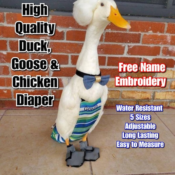 High Quality NEW STYLE Adjustable Diaper Harness for Duck Chicken Goose - Open tail - Water Resistant Lining - Patent Pending