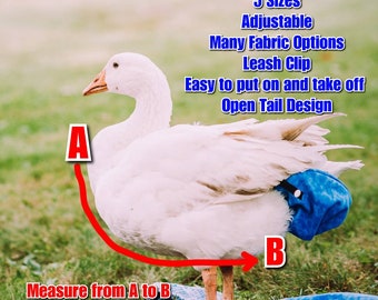 High Quality ORIGINAL - Duck Chicken Goose Diaper Harness - Adjustable - Open Tail - Leash Clip - Water Resistant - Patent Pending