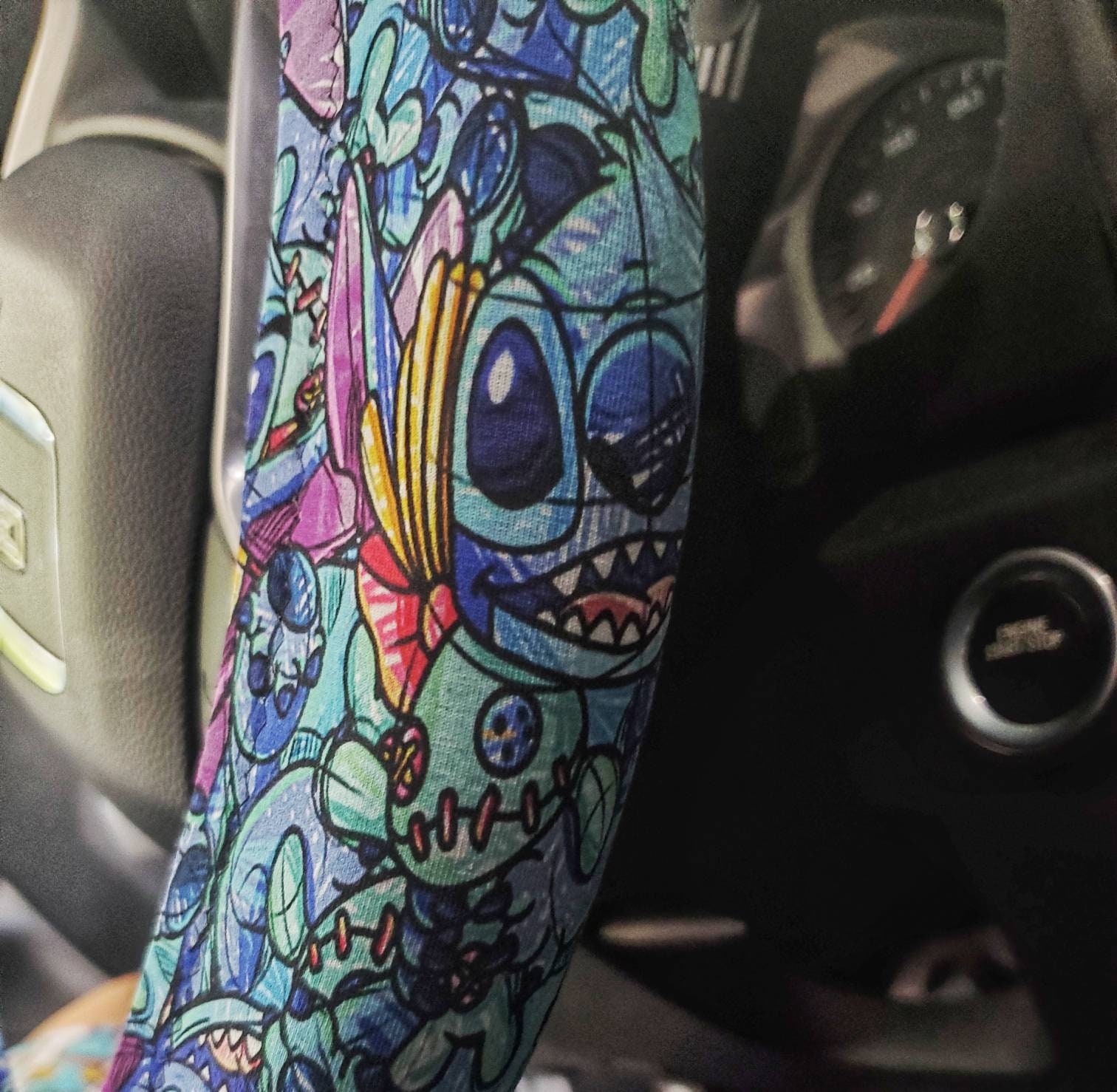 Inked Stitch inspired steering wheel cover