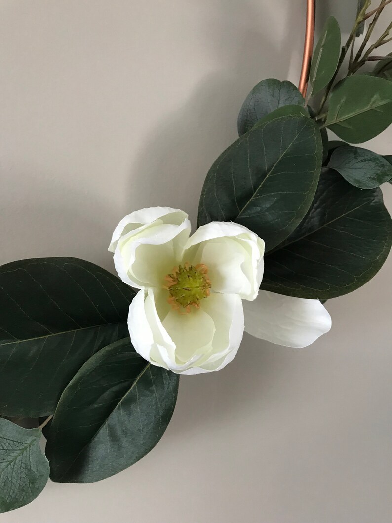 hanging wall greenery on Wall Hanging Nursery Decor Farmhouse Decor Front Door Wreath Greenery Rosegold Hoop Wreath Floral Wreath Home Decor Modern Home Decor Home Living