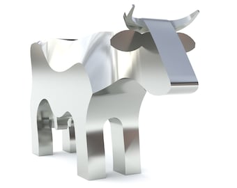 Svetsprojekt, DIY-skulptur av ko, CNC-skärning av metall, DXF-mall, plasmaskärare, metallhantverk, TIG-svetsning, lågpolymodell