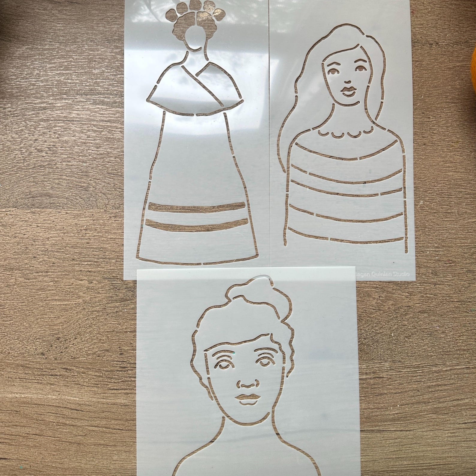 paper doll stencils by megan quinlan mixed media art