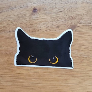 Peeking Cat Sticker/ Black Cat sticker/Cat Sticker/Vinyl sticker/ Journal sticker/ Laptop sticker/ Laminated die cut sticker/ Animal Sticker