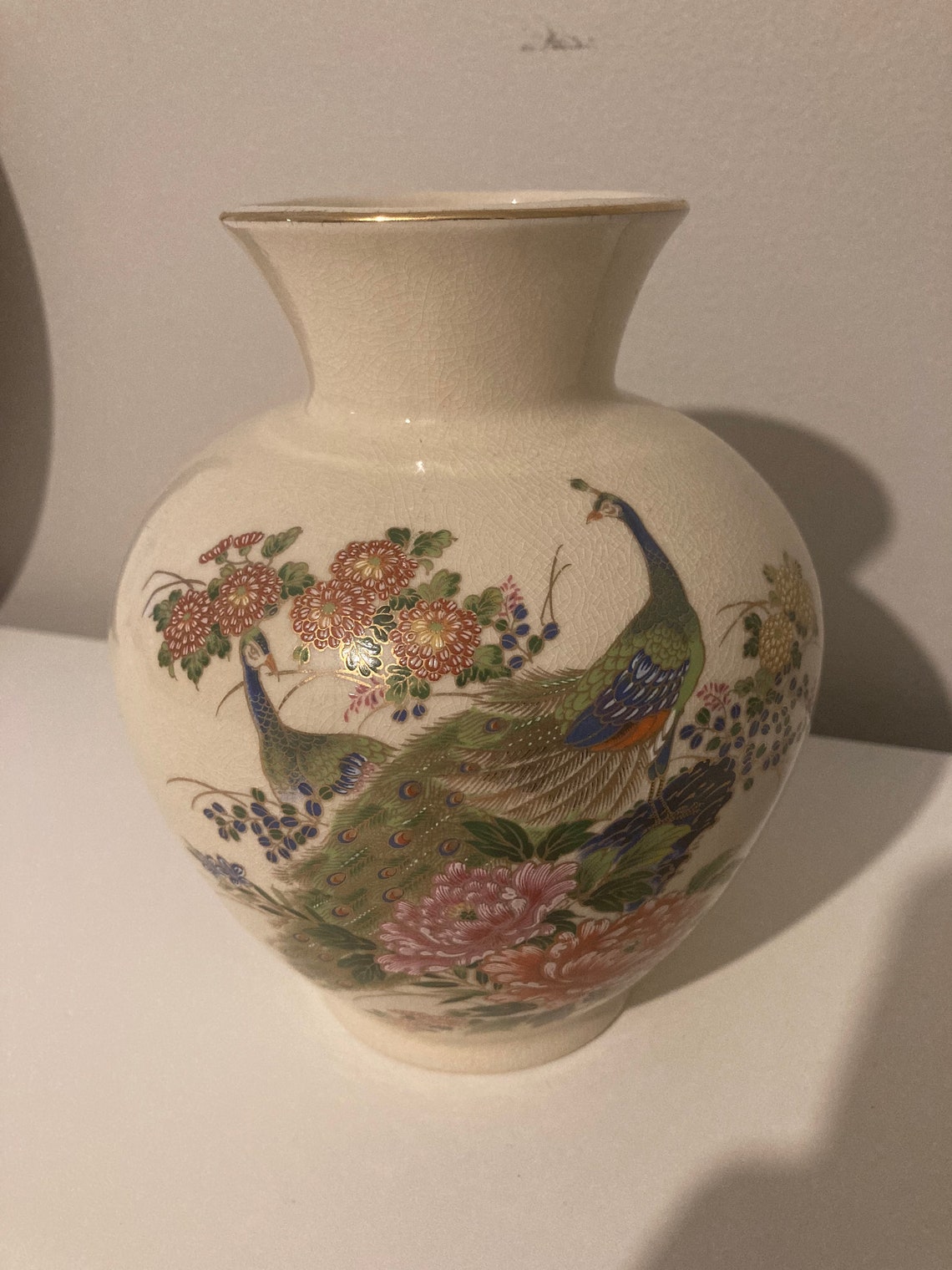 Japanese Peacock Vase Etsy
