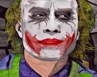 Clown Prince of Crime 8 x 6 inch aquarel kunstafdruk
