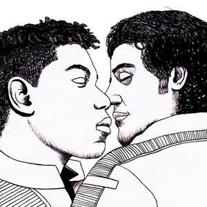 Finn & Poe Dameron Kissing Glossy 8&quot; x 10&quot; Art Print