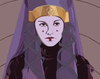 Queen Padme Amidala 8" x 6" Art Print; Star Wars Digital Drawing