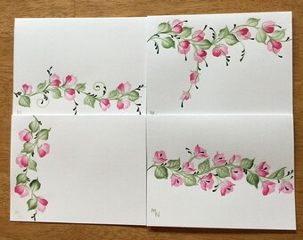Watercolor Flower Notecards Hand Painted Set of 4 - Etsy