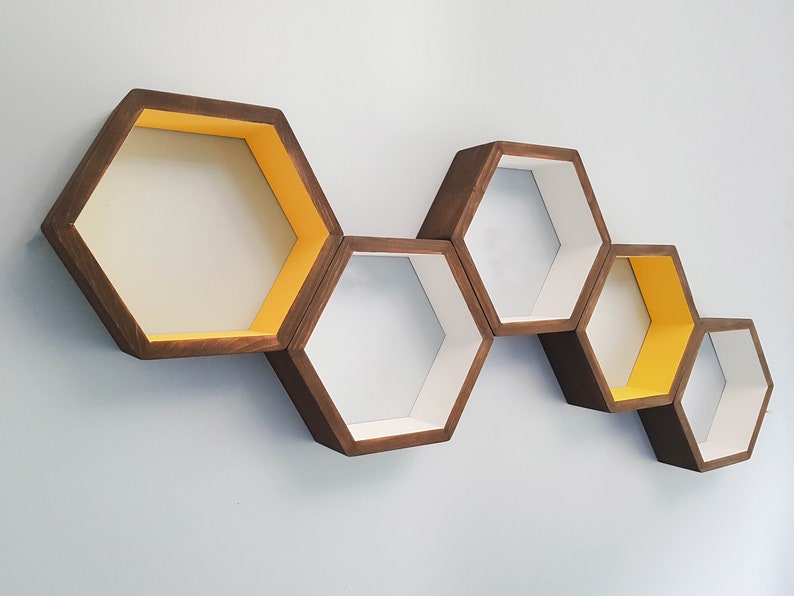 Large 16 Hexagon Shelves Black Shelves Floating Etsy Canada
