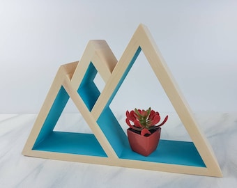 Small Mountain, Floating Shelf, Geometric Shelves, Mountain Shelf Decor, Wood Mountain Shelf, Mountain Shelves, Adventure Art, Kids Room Art